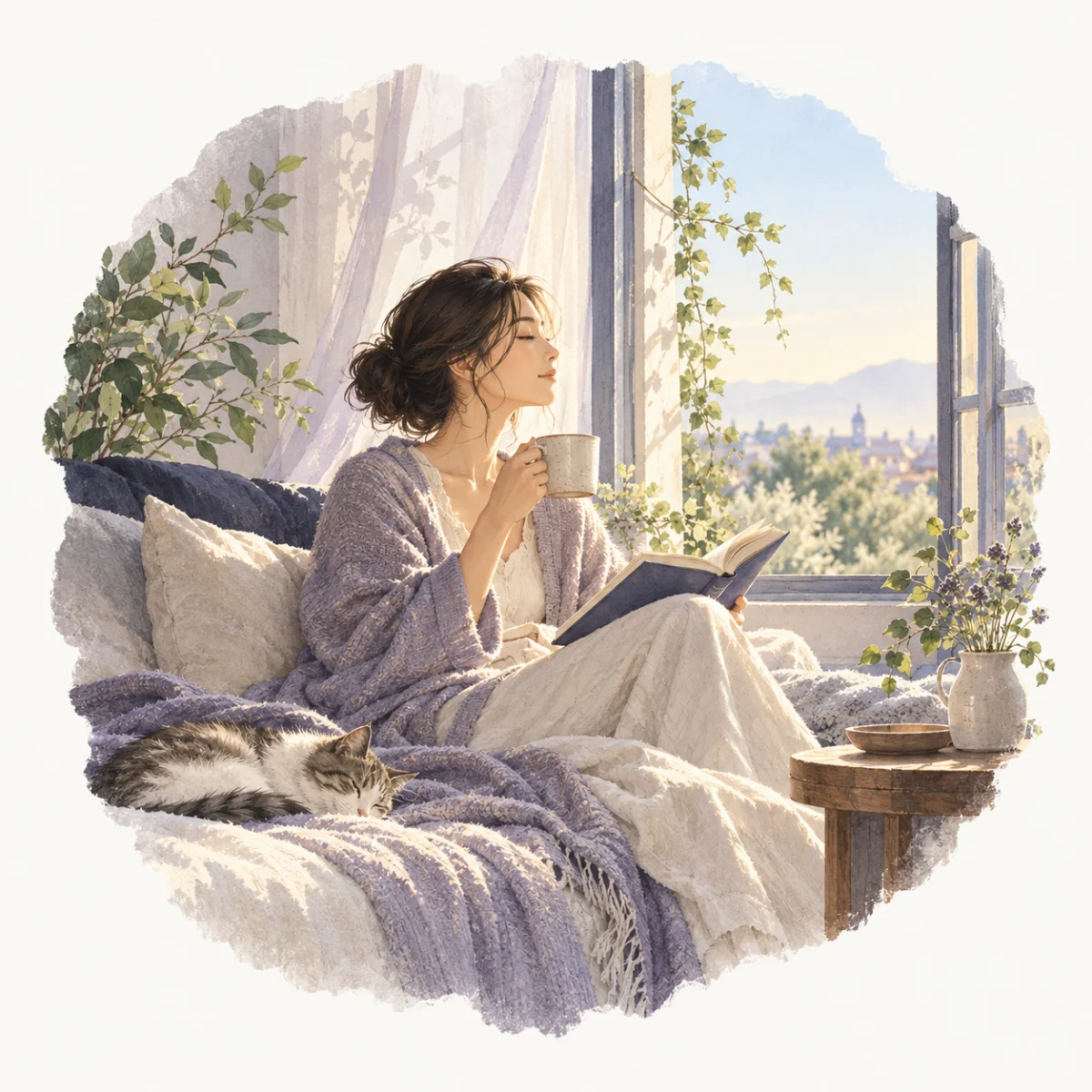 自律神経と睡眠の関係|眠れない原因を決めつけず整える方法の本文を補足する別場面の水彩イラスト