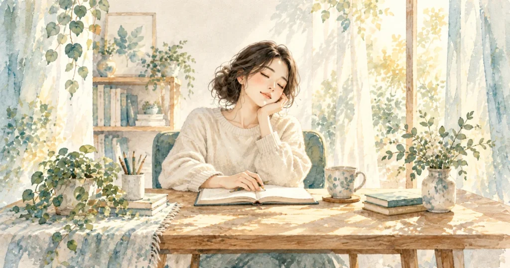 寝ても寝ても眠い原因とは？生活の見直しと受診の目安をテーマにした水彩イラスト