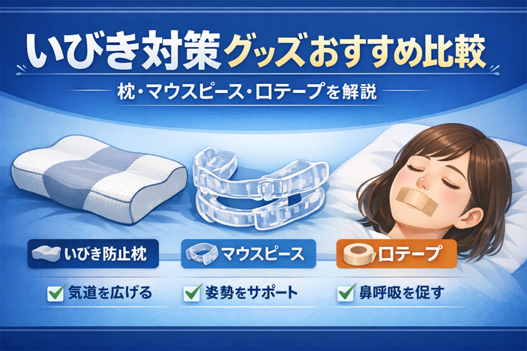 いびき対策グッズおすすめ比較｜枕・マウスピース・口テープを解説